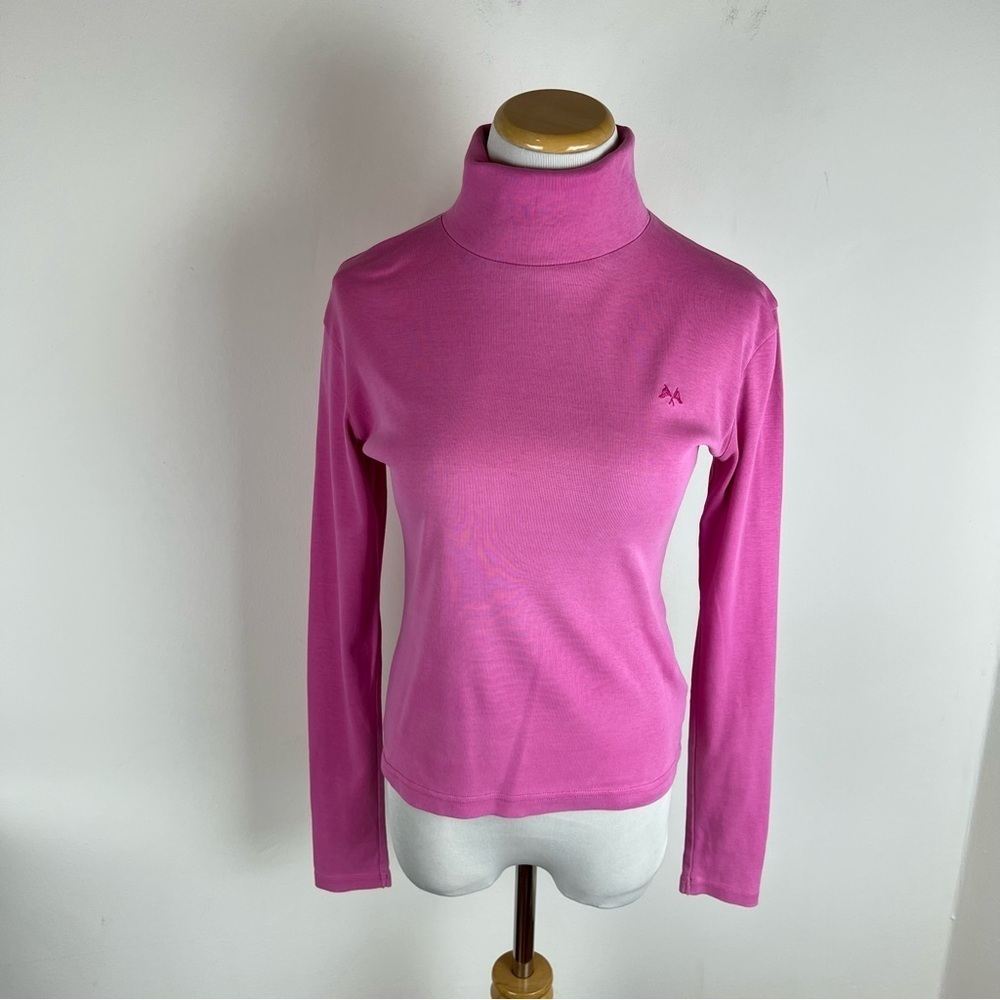 Vintage Thomas Burberry Turleneck Long Sleeve Top Pink Size S 100% Cotton - Picture 3 of 9